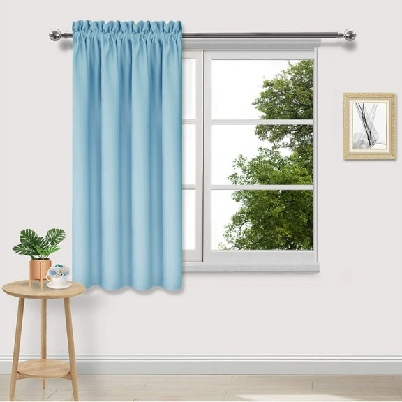 Nordic-style Blackout Curtains for Bedroom 54 Inches Length - Rod Pocket Thermal Insulated Blackout Curtain Drapes for Living Room, Kitchen, 38 x 54 Inch, 1 Panels, Light Blue