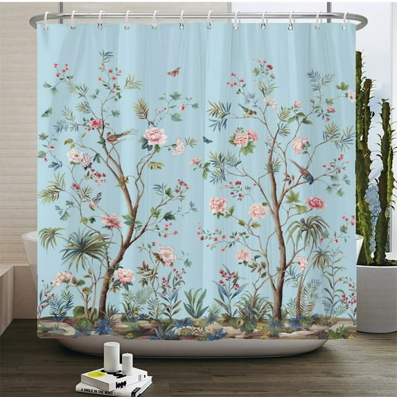 Nordic style Flower Leaf Plant Printed Fabric Shower Curtains Floral Bath Screen Waterproof Products Bathroom Decor with