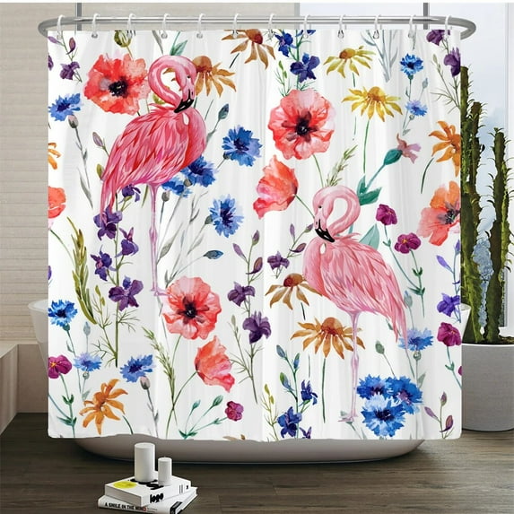 Nordic style Flower Leaf Plant Printed Fabric Shower Curtains Floral Bath Screen Waterproof Products Bathroom Decor with
