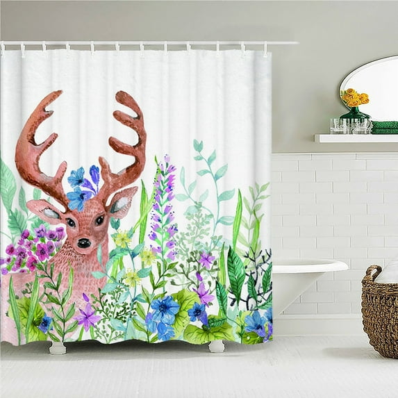 Nordic style Flower Leaf Plant Printed Fabric Shower Curtains Floral Bath Screen Waterproof Products Bathroom Decor with