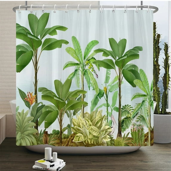Nordic style Flower Leaf Plant Printed Fabric Shower Curtains Floral Bath Screen Waterproof Products Bathroom Decor with