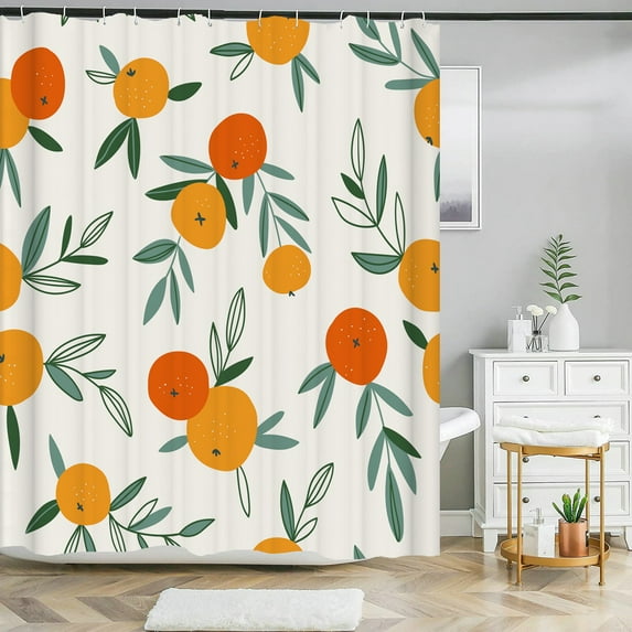Nordic style fruit orange lemon printing shower curtain polyester waterproof cur
