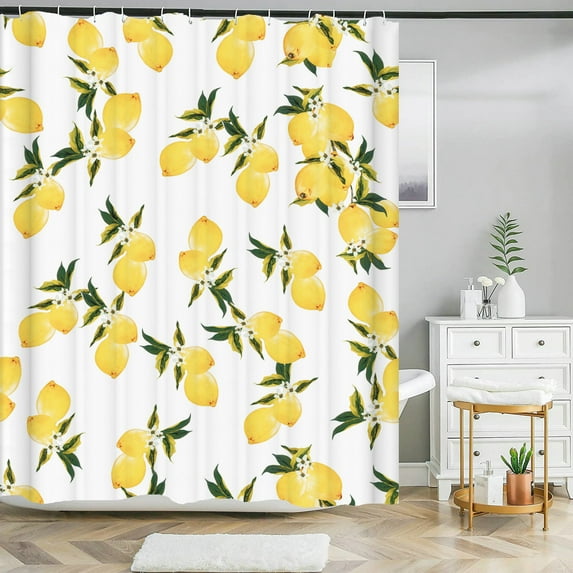 Nordic style fruit orange lemon printing shower curtain polyester waterproof cur