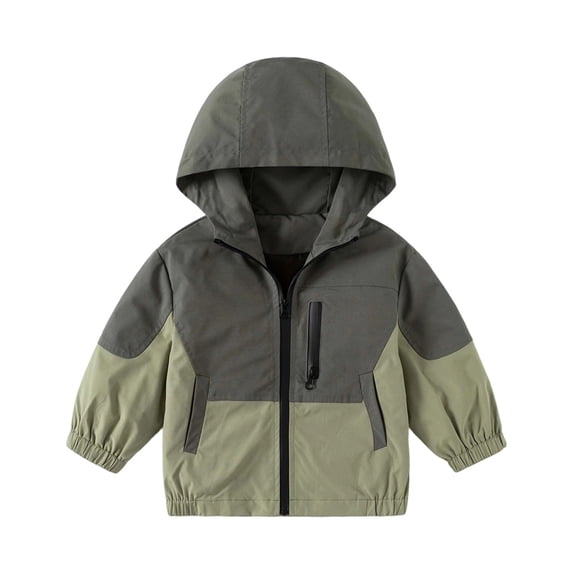 NordicNest Boy'S Coats Long Sleeve Boy And Girl Windbreaker Outerwear Kids Lightweight Zip Hooded Jacket Baby Cute Coat Durable Wear