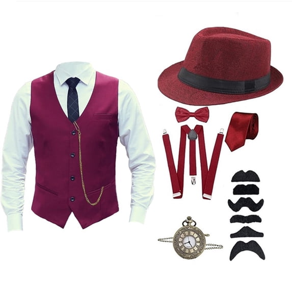 NordicNest Boy's Clothess Accessories Set Vest Pocket Suits Festival 1920s for Boy Party Outfit