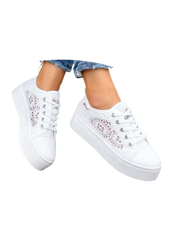 Breathable Hollow Out Lace Up Casual Sneakers For With Wide Toe And Thick Midsole – /Summer Flat Footwear For Everyday Wear Womens Business Casual Shoes Comfortable