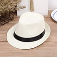thumbnail image 1 of NordicNest Children Kids Summer Beach Straw Hat Jazz Panama Trilby Fedora Hat Gangster Cap, 1 of 2
