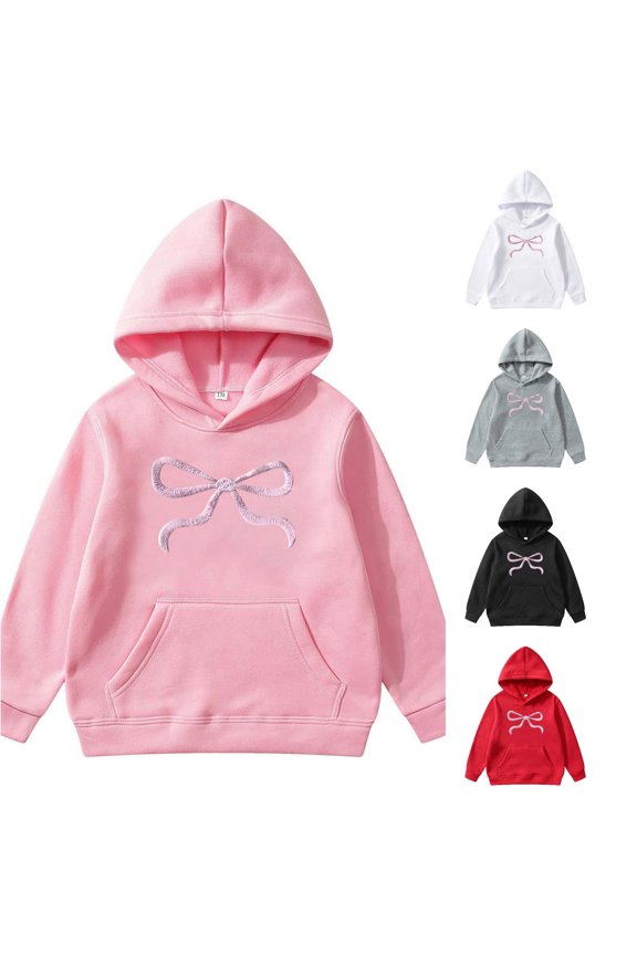 Children's Long Sleeved Hoodie With Printed Bow Tie Kid Sweater Back to School