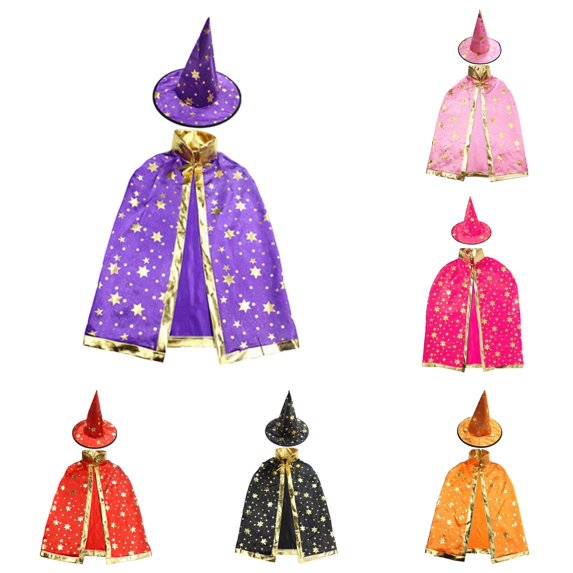 NordicNest Cloak For Kids Party Witch Cape Elegant Style Cape With Embossed Gold Design Ski Jackets Girls