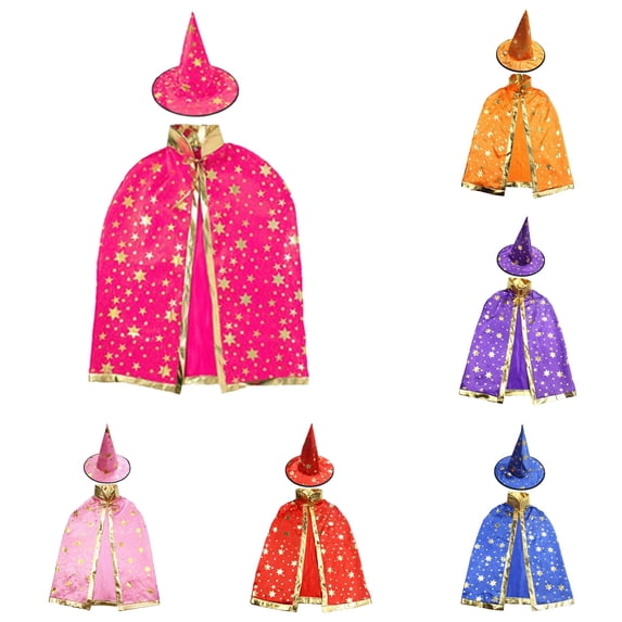 NordicNest Cloak For Kids Party Witch Cape Elegant Style Cape With Embossed Gold Design Ski Jackets Girls