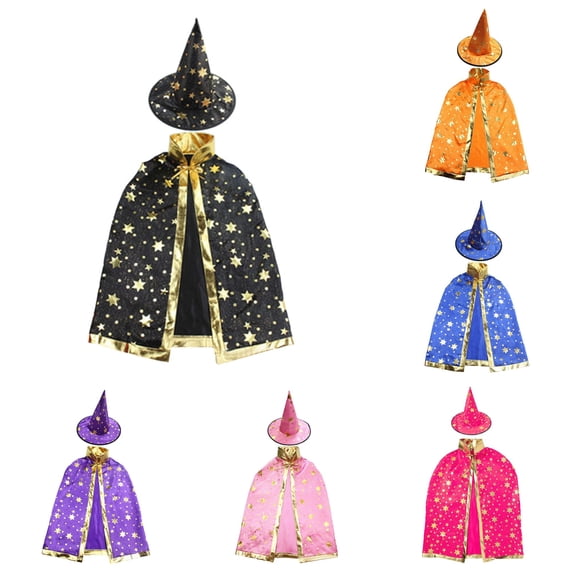 NordicNest Cloak For Kids Party Witch Cape Elegant Style Cape With Embossed Gold Design Ski Jackets Girls