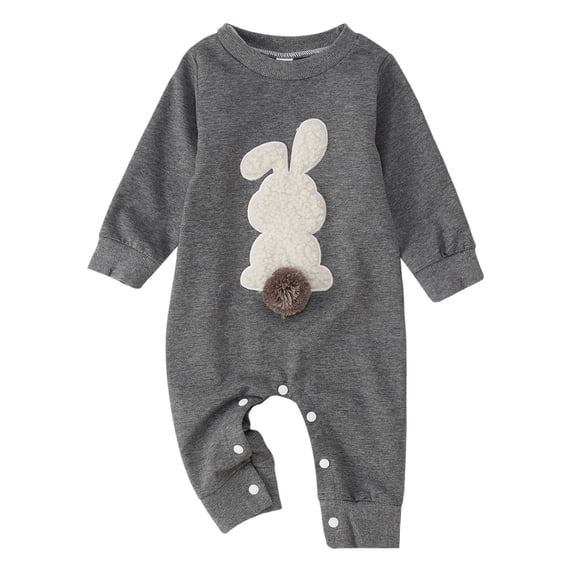 NordicNest Easter Outfit Baby Girl Boy Long Sleeve Crewneck Bunny Embroidery Romper Jumpsuit Cute Clothes