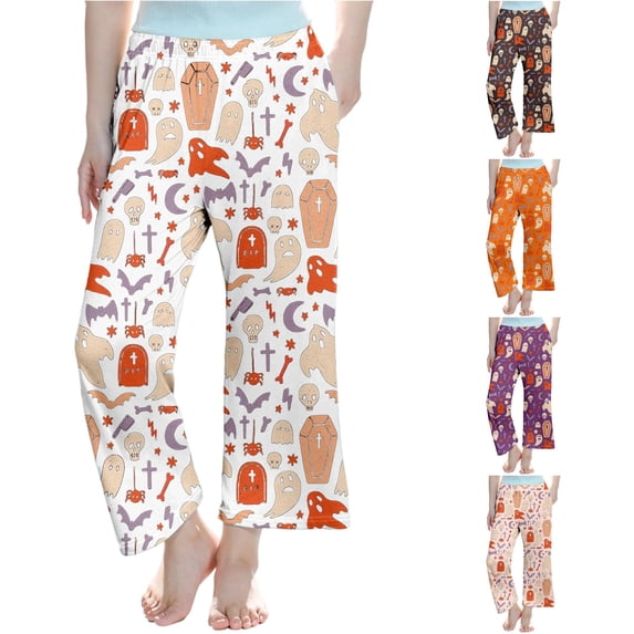 NordicNest Girls Halloween Print Pants Soft Pants Straight Leg Casual Long Pants For Toddler Kids Comfortable Everyday Wear Big Girl Knits