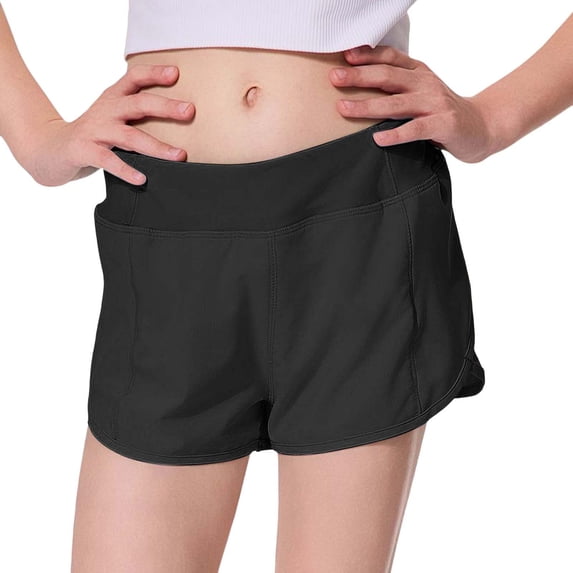 NordicNest Girls High Waisted Athletic Shorts with Liner – 2-in-1 Workout Running Shorts for Kids, Breathable Summer Gym Bottoms