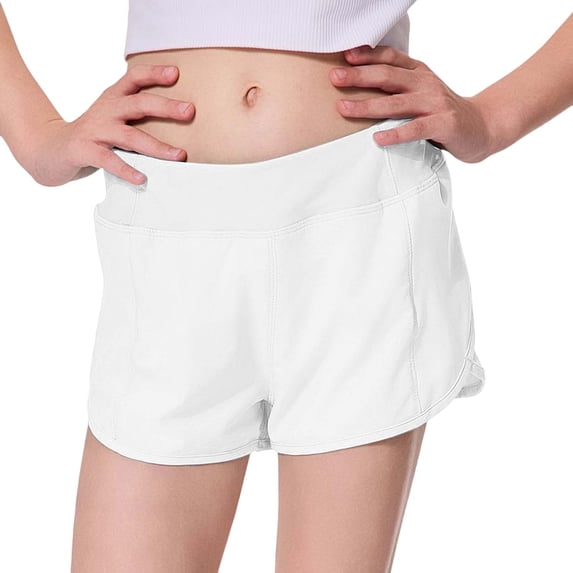 NordicNest Girls High Waisted Athletic Shorts with Liner – 2-in-1 Workout Running Shorts for Kids, Breathable Summer Gym Bottoms