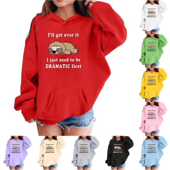 NordicNest Girls Long Sleeve Hooded Sweatshirt Casual Pullover Top With Prints Soft Lined Jacket For Playful Outdoor Activities And School Wear Comfortable Kids Fashion Apparel Boys Hoodies