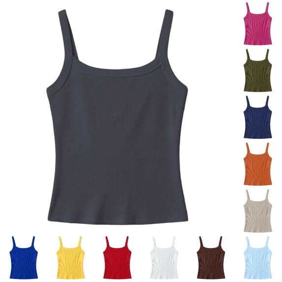 NordicNest Girls Ribbed Stretch Sleeveless Tank Top Casual Basic Slim Fit Tee Shirt For Kids Toddler Youth Clear Strap Back to School