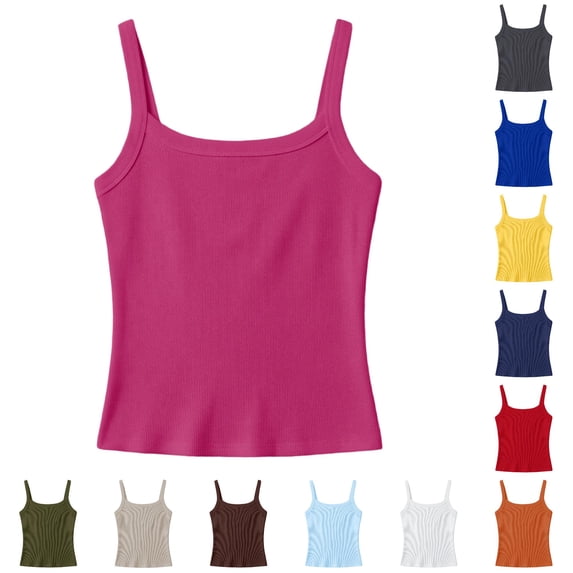 NordicNest Girls Ribbed Stretch Sleeveless Tank Top Casual Basic Slim Fit Tee Shirt For Kids Toddler Youth Clear Strap Back to School