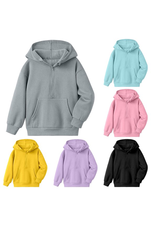 Girls Zip Up Hooded Sweatshirt Long Sleeve Pullover Casual Outerwear Soft Kids Athletic Jacket For Playground School Daily Wear Comfortable Youth Apparel Coat Girls