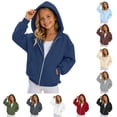 thumbnail image 1 of NordicNest Girls Zip Up Hooded Sweatshirt Solid Color Casual Hoodie Jacket For Kids Lightweight And Comfortable Daily Wear, 1 of 5