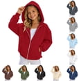 thumbnail image 1 of NordicNest Girls Zip Up Hooded Sweatshirt Solid Color Casual Hoodie Jacket For Kids Lightweight And Comfortable Daily Wear, 1 of 5