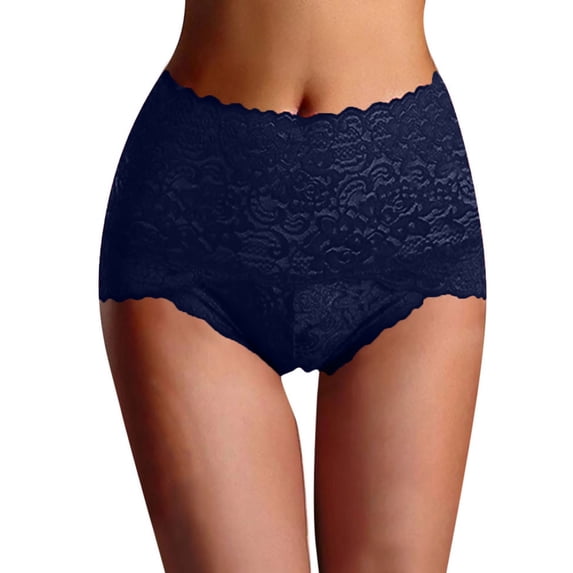 NordicNest High Waisted Lace Shaping Underwear, Super Stretchy Tummy Control Butt‑Lifting Full Coverage Ladies Panties for Women M‑XXXL Blue