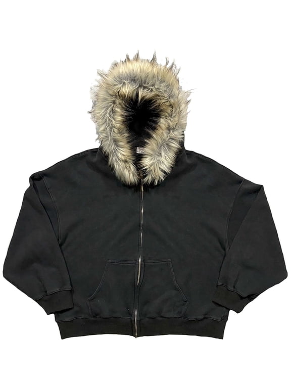 Hooded Jacket Y2k Goth Zip Up Hoodie Graphic Sweatshirt Emo Grunge Streetwear,XL,Solid Black,Grunge