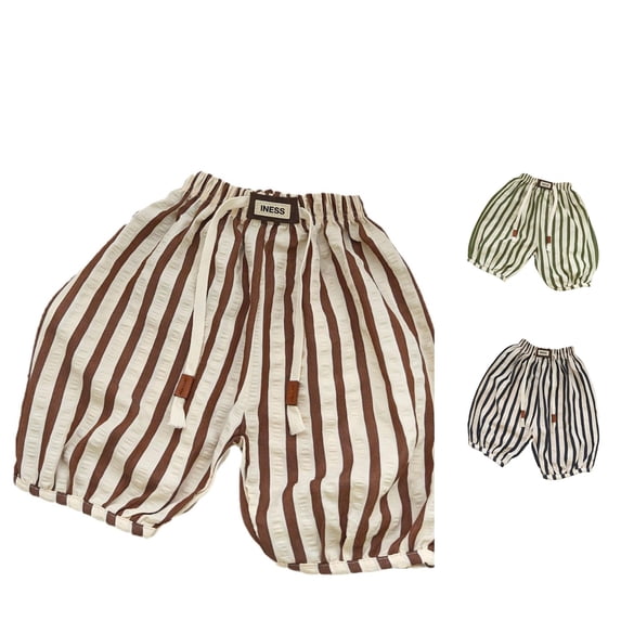 NordicNest Kids Baby Girl Minimalist Striped Pants Daily Elastic Waist Pants Boy Pants Back to School