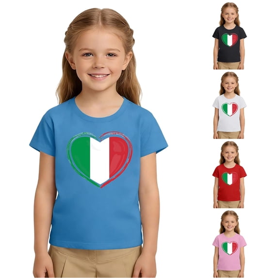 NordicNest Kids Boys Girls Casual Fashion Italy Day Print Round Neck Short Sleeve Tee Shirts Toddler Shirts Girls 2t Back to School