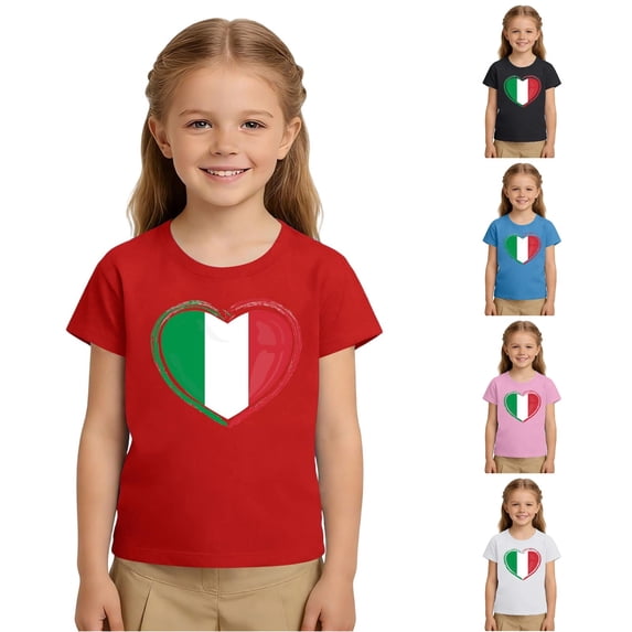 NordicNest Kids Boys Girls Casual Fashion Italy Day Print Round Neck Short Sleeve Tee Shirts Toddler Shirts Girls 2t Back to School