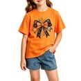 thumbnail image 1 of NordicNest Kids Boys and Girls Halloween Funny Printed Loose Fit Crewneck Short Sleeve Tshirts for Kids Fashion Casual Base Layer Lightweight Clothes 006 Orange,5-6 Years, 1 of 3