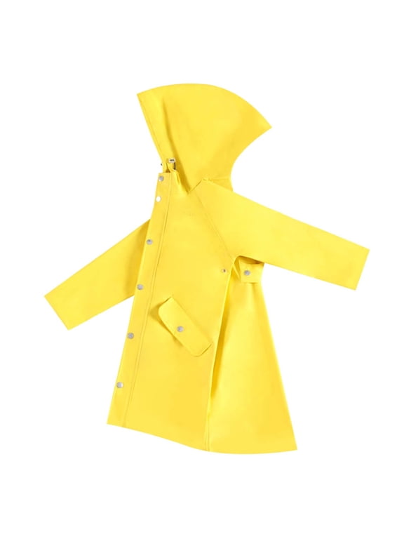 Kids Girls Boys Rain Jacket Lightweight Waterproof Raincoat Hooded Lined Long Windbreaker Trendy Toddler Dailywear