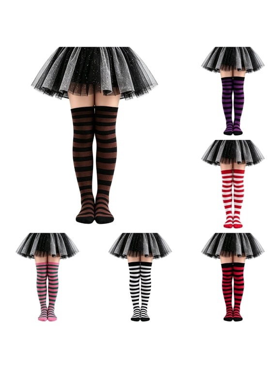 Kids Over The Knee Striped Socks For Little Soft Ribbed Crew Socks For Kids 6 To 12 Cute Socks for Girls Halloween Costumes
