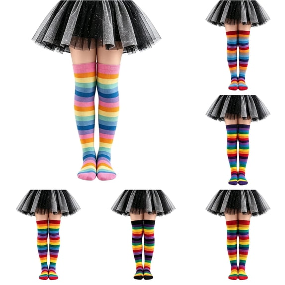 NordicNest Kids Over The Knee Striped Socks For Little Soft Ribbed Crew Socks For Kids 6 To 12 Spiral Socks Halloween Costumes