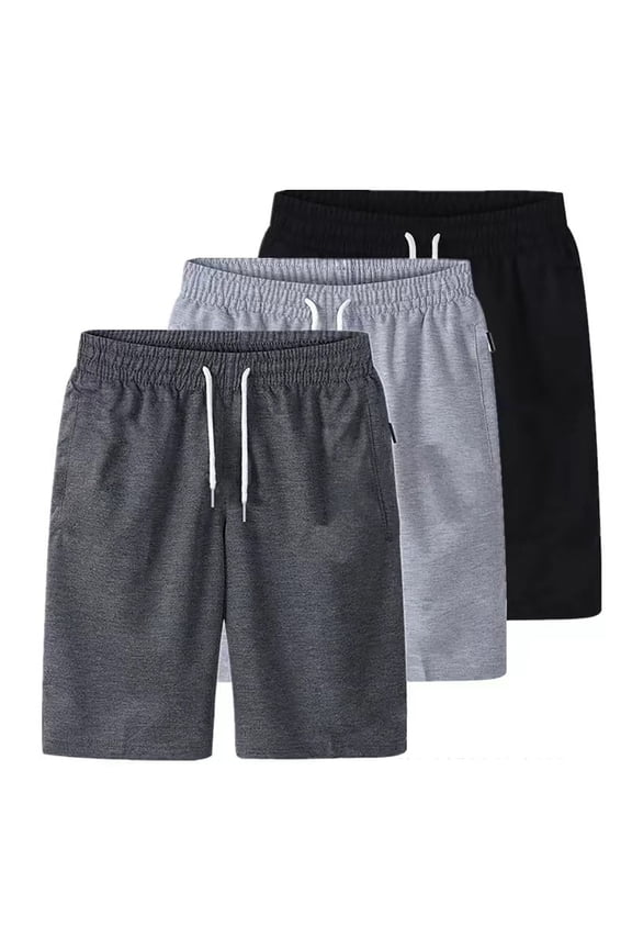 Men's Lightweight Athletic Gym Shorts, Elastic Waistband Workout Running Shorts Summer Casual Beach Short Pants Grey L