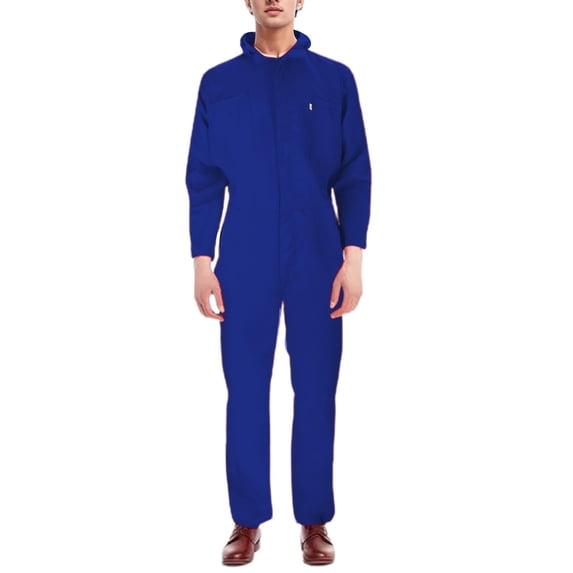 NordicNest Men's Long‑Sleeve Coverall Full‑Length Loose Work Jumpsuit with Chest Pockets Industrial Mechanic Labor Overalls Blue,XXXXL