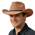 thumbnail image 1 of NordicNest Men’s Western Cowboy Hat Wide‑Brim Felt Rancher Hat Stylish Outdoor Sun‑Protection Country Hat Khaki, 1 of 4