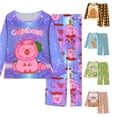 thumbnail image 1 of NordicNest Print Long Sleeve Girls Pajama Soft Sleepwear For Kids Cozy Two Piece Loungewear Cute Animal Themed Nightwear Outfit For Girls Girls Outfits Size 14, 1 of 3