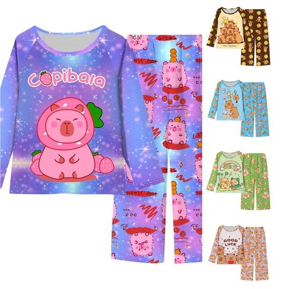 NordicNest Print Long Sleeve Girls Pajama Soft Sleepwear For Kids Cozy Two Piece Loungewear Cute Animal Themed Nightwear Outfit For Girls Girls Outfits Size 14