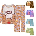 thumbnail image 1 of NordicNest Print Long Sleeve Girls Pajama Soft Sleepwear For Kids Cozy Two Piece Loungewear Cute Animal Themed Nightwear Outfit For Girls Girls Outfits Size 14, 1 of 3