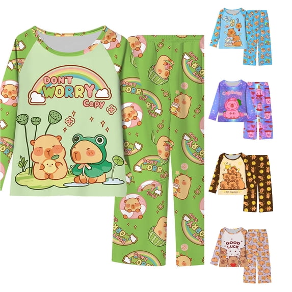 NordicNest Print Long Sleeve Girls Pajama Soft Sleepwear For Kids Cozy Two Piece Loungewear Cute Animal Themed Nightwear Outfit For Girls Girls Outfits Size 14