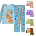 thumbnail image 1 of NordicNest Print Long Sleeve Girls Pajama Soft Sleepwear For Kids Cozy Two Piece Loungewear Cute Animal Themed Nightwear Outfit For Girls Girls Outfits Size 14, 1 of 3