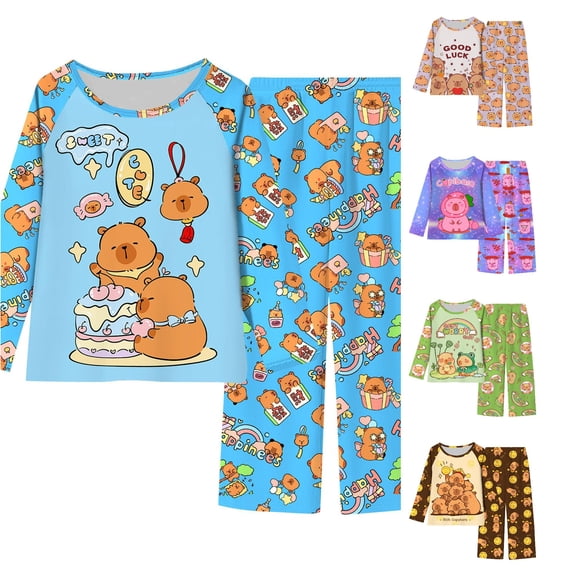NordicNest Print Long Sleeve Girls Pajama Soft Sleepwear For Kids Cozy Two Piece Loungewear Cute Animal Themed Nightwear Outfit For Girls Girls Outfits Size 14