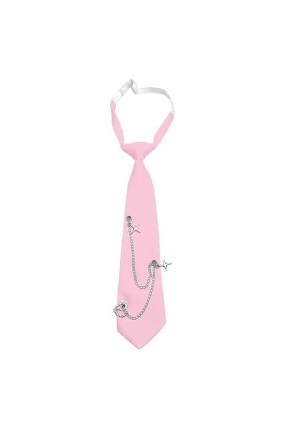 Punk Chain Tie Necktie for Women & Girls, Sweet Cool Cravate Pour Femme, Accessories for Back to School & Prom 1PC Pink