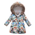 thumbnail image 1 of NordicNest Toddler Baby Girls Jacket Hooded Kids Winter Thick Warm Hooded Windproof Print Coat Outwear Jackets, 1 of 8