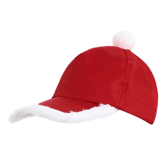 NordicNest Unisex Christmas Baseball Cap With White Faux Fur Trim And Fluffy Pom Pom Adjustable Holiday Santa Style Sun Hat