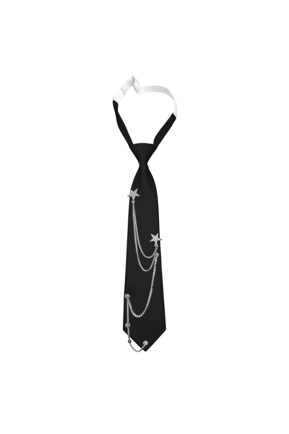 Unisex Punk Metal Chain Tie Necktie, Cravate Pour Femme & Men, Accessories for Business, Prom & Party 1PC Black