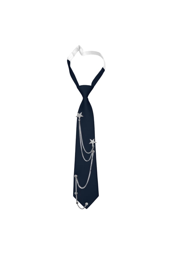 Unisex Punk Metal Chain Tie Necktie, Cravate Pour Femme & Men, Accessories for Business, Prom & Party 1PC Navy