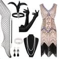 thumbnail image 1 of NordicNest Women Retro Flapper Dress Vintage Lace Fringed Dress With 20s Accessories Set for Them Party, 1 of 3