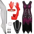 thumbnail image 1 of NordicNest Women Retro Flapper Dress Vintage Lace Fringed Dress With 20s Accessories Set for Them Party, 1 of 3